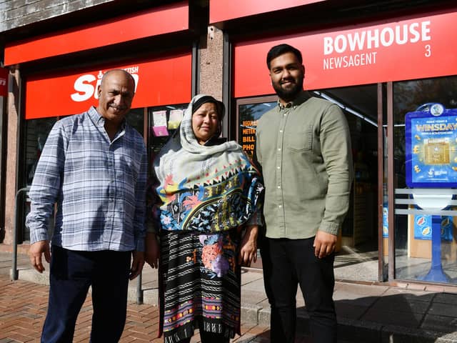 Ghulam Farid, wife  Shagufta and son Zain said goodbye to their beloved Bowhouse Newagents shop but both Ghulam and Shagufta received British Empire Medals in the Queen's Birthday Honours