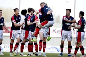 Coll Donaldson opened the scoring for Falkirk against Paul Hartley's Cove Rangers (Photo: Alan Murray)