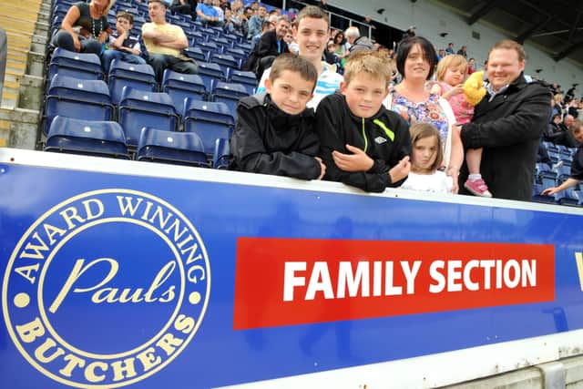 Paul Conway and wife Karen pictured with their children at The Falkirk Stadium in 2010 when Paul's Quality Butchers sponsored the club's family section. Picture: Lisa Ferguson.