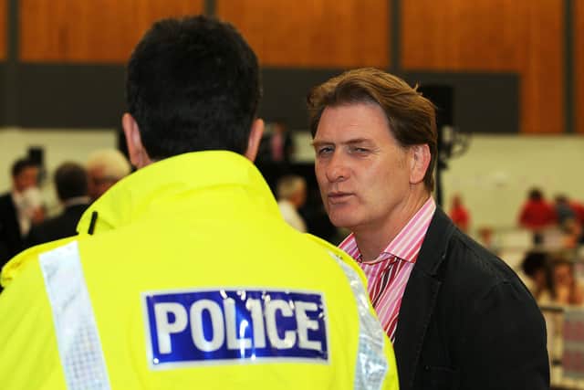 Eric Joyce pictured at the 2011 Scottish Parliamentary election count for Falkirk West and Falkirk East