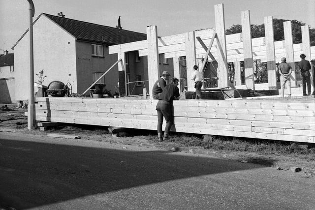 Work being carried out on a new Community Centre in Oxgangs in 1961.