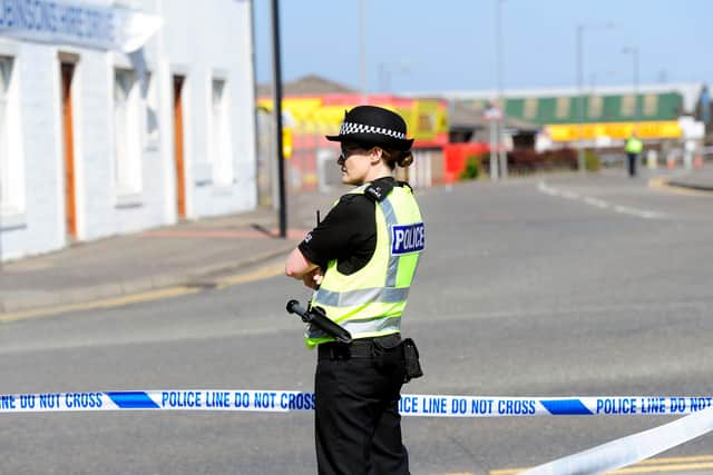 A cyclist was seriously injured at the junction of Bankside and Main Street, Bainsford following a collision with a car. Picture: Michael Gillen.