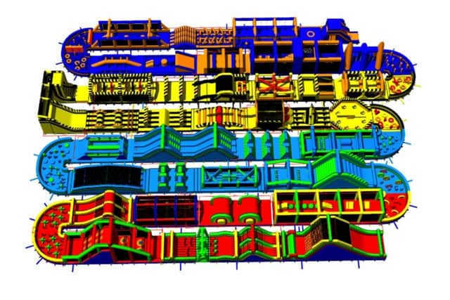 The inflatable assault course at Conifox Adventure Park in Kirkliston.