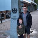 Jason Munro with son Jacob, seven, about to start his trek along the West Highland Way