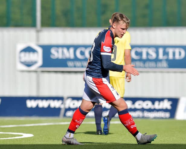 Ethan Ross in action for Falkirk against Queen of the South (Photo: Michael Gillen)
