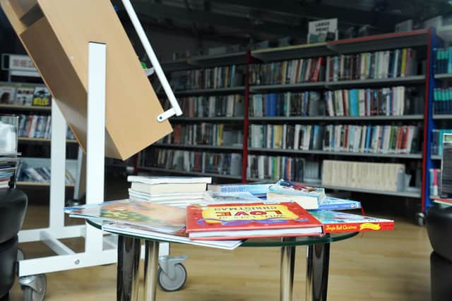 Meadowbank Library in Polmont was closed on Monday due to water damage as a result of heavy rain. Picture: Michael Gillen.