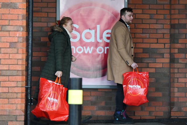 Shoppers head to Falkirk Central Retail Park to visit the shops which are open, including TKMaxx