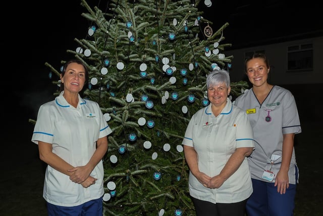 Strathcarron Hospice staff read the special messages on the tree.