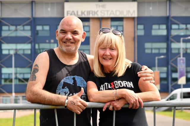 Killers fan Jackie West from Grangemouth was first in the queue for tonight's concert. Pictured with friend David Rogers from Falkirk