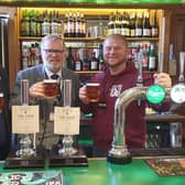 Barry Watts (Society of Independent Brewers), with Martyn and Brett enjoying a pint in Strangers' Bar at Westminster.
