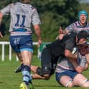 Falkirk ace Gregor Dodd goes to ground to try and tackle Berwick opponent (Pics by Stuart Fenwick)