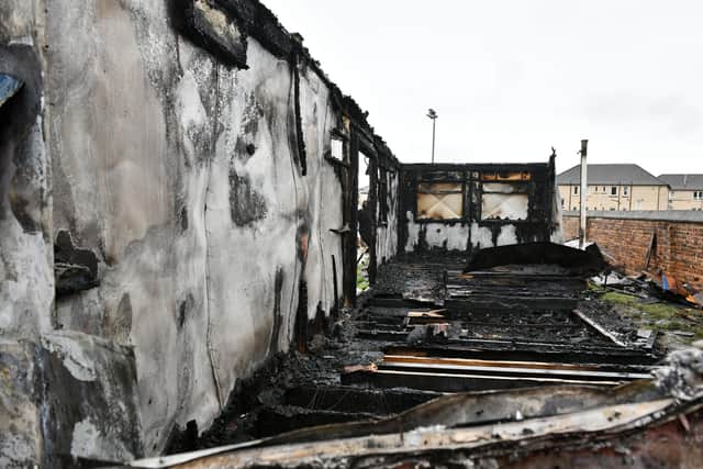 A fire at Camelon Juniors FC destroyed new changing rooms and a food bank facility last year
