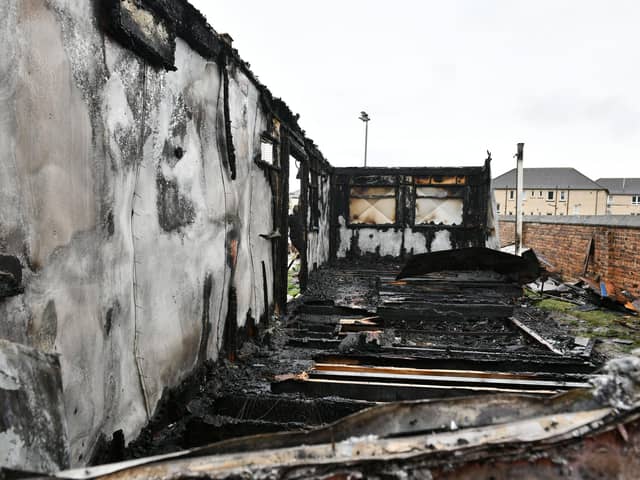 A fire at Camelon Juniors FC destroyed new changing rooms and a food bank facility last year