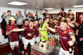 HISTORY-MAKERS: Stenhousemuir sealed their first ever league title after against East Fife last month (Pictures by Michael Gillen/Alan Murray)