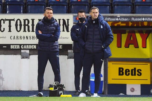 Falkirk co-managers Lee Miller and David McCracken during last Saturday's 2-1 win over Peterhead.