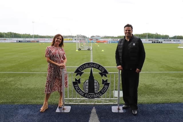 Pauline Barnaby, Forth Valley College development and fundraising manager, and David Stewart, Falkirk Football Community Foundation community manager. Contributed.