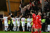 Dunfermline celebrate scoring their second goal through Matthew Todd