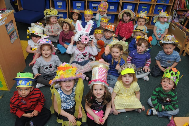 Airth Primary School nursery class making their own Easter bonnets and wearing then to an Easter concert back in 2010