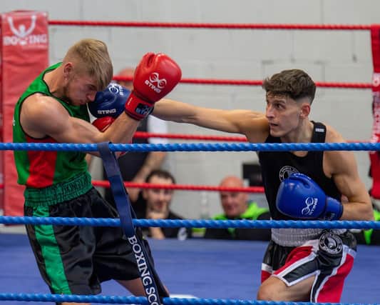 Sparta boxer Taylor Black was in stunning form in Motherwell for his club – securing three consecutive victories by unanimous decision at the Development Championships (Pictures: Eindp Sports Photography)