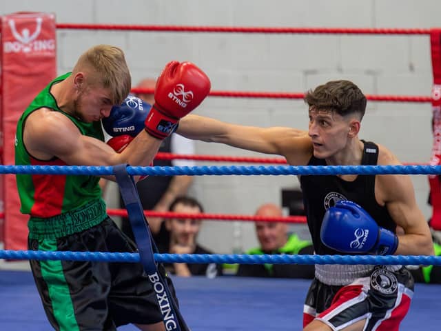Sparta boxer Taylor Black was in stunning form in Motherwell for his club – securing three consecutive victories by unanimous decision at the Development Championships (Pictures: Eindp Sports Photography)