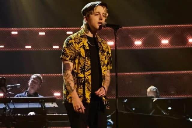 Craig Eddie performing on ITV's The Voice