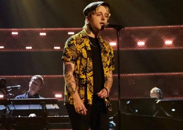 Craig Eddie performing on ITV's The Voice