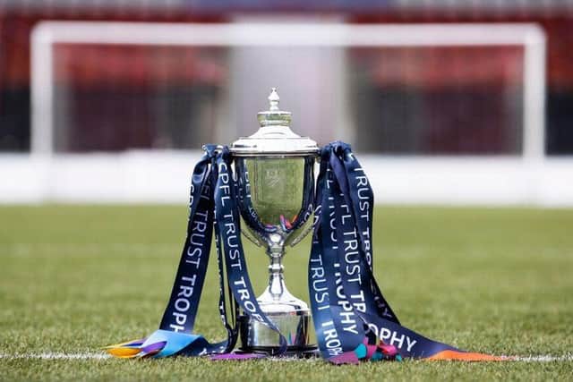 The SPFL Trust Trophy was present at Monday's draw in Airdrie (Photo: Alan Harvey/SNS)