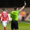 Morgaro Gomis is sent off in the second half after reviving a second yellow card for simulation (Pics: Ian Sneddon)