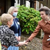 The Princess Royal is greeted by Strathcarron chief executive Irene McKie and its council of management chairpeson Shona Struthers as the Lord Lieutenant of Stirling and Falkirk, Alan Simpson, looks on