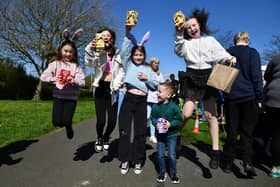 These youngsters were among the happy participants at the Easter event in Grangemouth's Inchyra Park on Sunday.  (Pics: Michael Gillen)