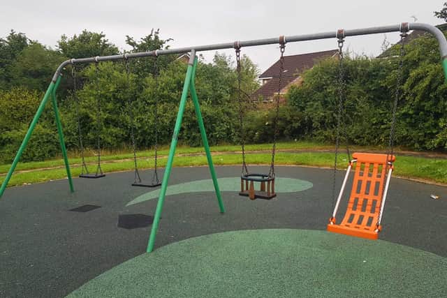 The new swing in the Bonnybridge park close to the Procek's home