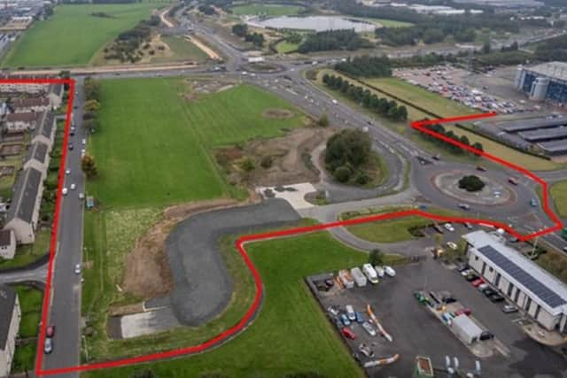 There are three main footpath diversions in place including the one above, which takes pedestrians from the town centre/college to the Falkirk Stadium. Pic: Falkirk Council