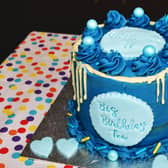 The impressive cake at the Key Community Support Stenhousemuir annual Big Birthday Tea for Strathcarron
