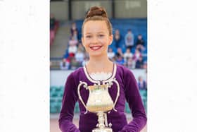 Alyona Stephenson with her winning trophy at the Cowal Highland Gathering.  (Pic: Ronnie Cairns)