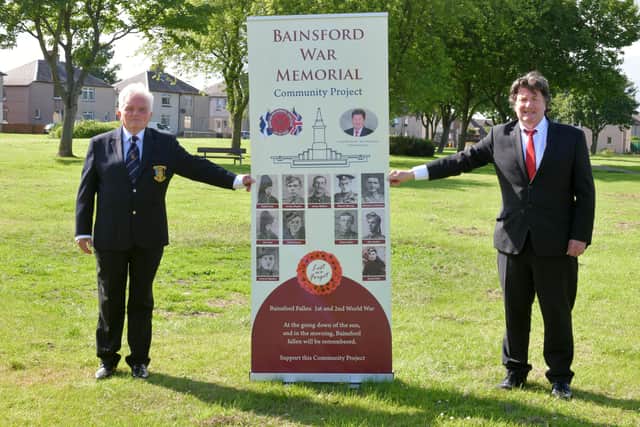 Bainsford War Memorial Association members at the planned site for the new war memorial. Provost William Buchanan and Robert Bissett  (Pic: Michael Gillen)