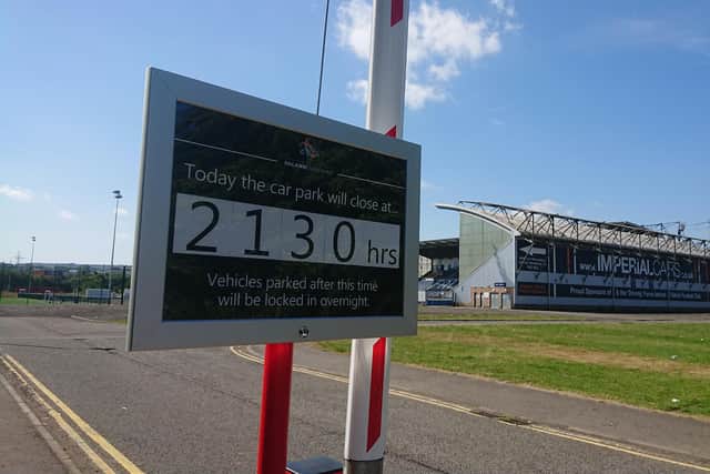 New barriers and signage has been installed in the Falkirk Stadium car park.