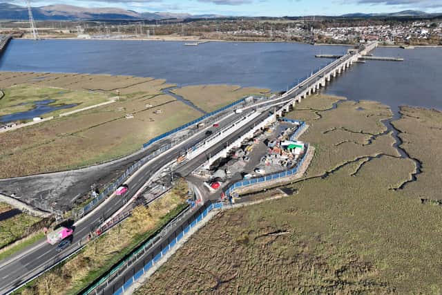 The new viaduct almost completed with traffic running on the temporary bridge alongside. Pic: Contributed