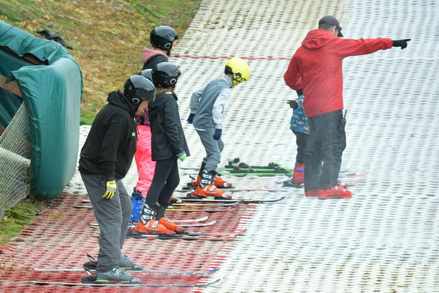 Trying out skiing at one of the taster sessions.