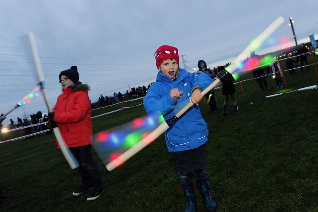 Fire and Light at The Helix. Kids having fun.