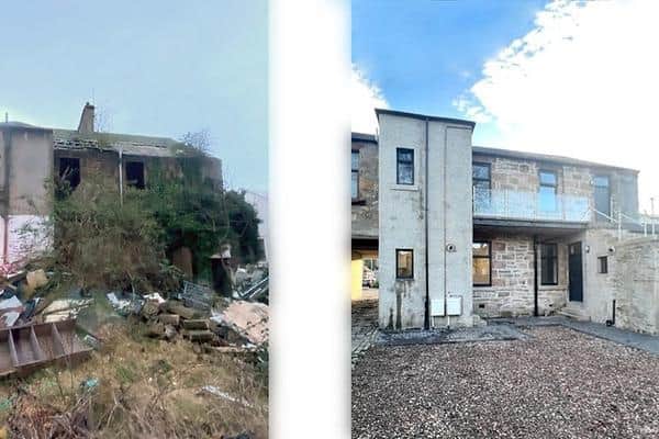 Before ... and after - the properties in St Crispin's Place have been completely transformed 
(Picture: Submitted)