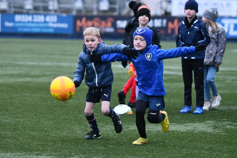 Festive fun with members of the Falkirk first team helping coach the youngsters who attended on Wednesday afternoon