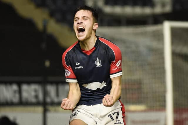 Ross MacIver shows his elation after netting Falkirk's winner against Kelty Hearts (Photo: Alan Murray)





Falkirk FC v Kelty Hearts FC; 09/12/2023; Falkirk; Falkirk Stadium; 





Season 2023 - 2024 

Matchday 16

SPFL cinch League One



2nd half