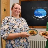 Karen Geary, deputy general manager at Christie's, is again delighted to be fundraising for Strathcarron Hospice. Pictured here with Claire Kennedy,  Strathcarron Hospice corporate fundraiser, when they launched their first fundraising initiative. Pic: Michael Gillen