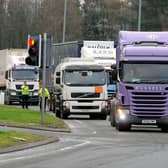 A broken down lorry is causing traffic disruption in Grangemouth. Picture: Michael Gillen.
