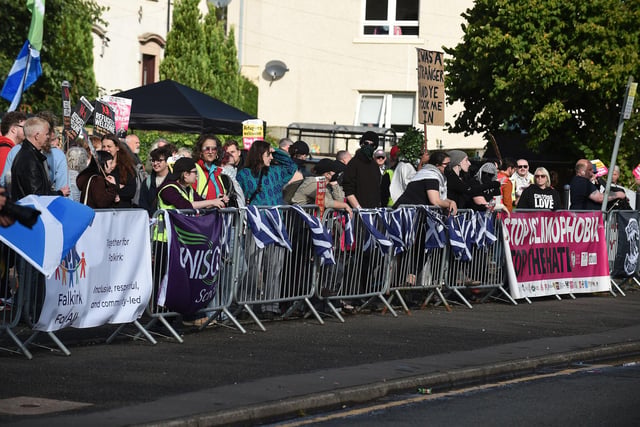 Protest In Falkirk Protesters meet outside Falkirk asylum seeker hotel for a fourth time