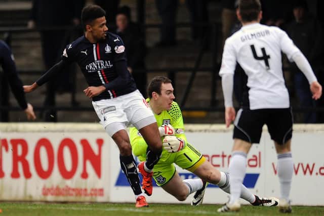 Nathan Austin slammed Falkirk ahead in the seventh minute. Pic by Michael Gillen.