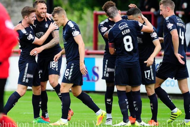 Falkirk were all smiles after another win and another clean sheet. Picture Michael Gillen.