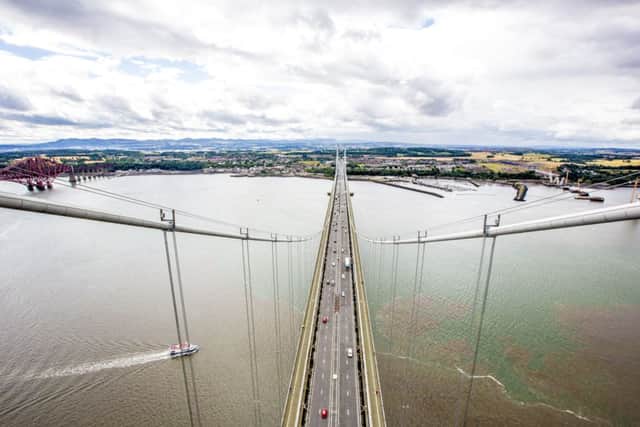 Panoramic view from top of Forth Road Bridge