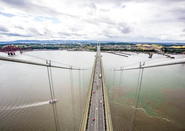 Panoramic view from top of Forth Road Bridge