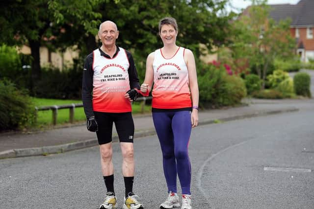 Michael Anderson with daughter/guide Fiona Anderson